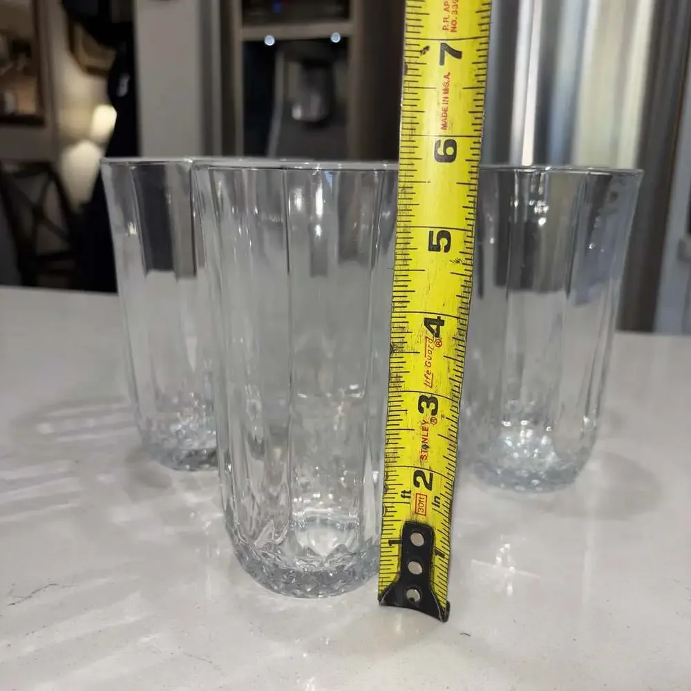 Vintage Vertical Cut Heavy Crystal Panel Highball Glass Tumblers (7)